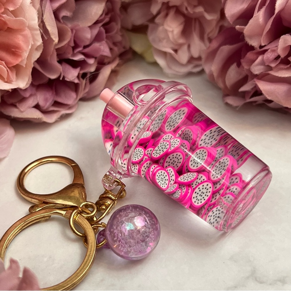 Boho Chic Dragon Fruit Infused Water Drink Keychain Charm - Picture 5 of 17